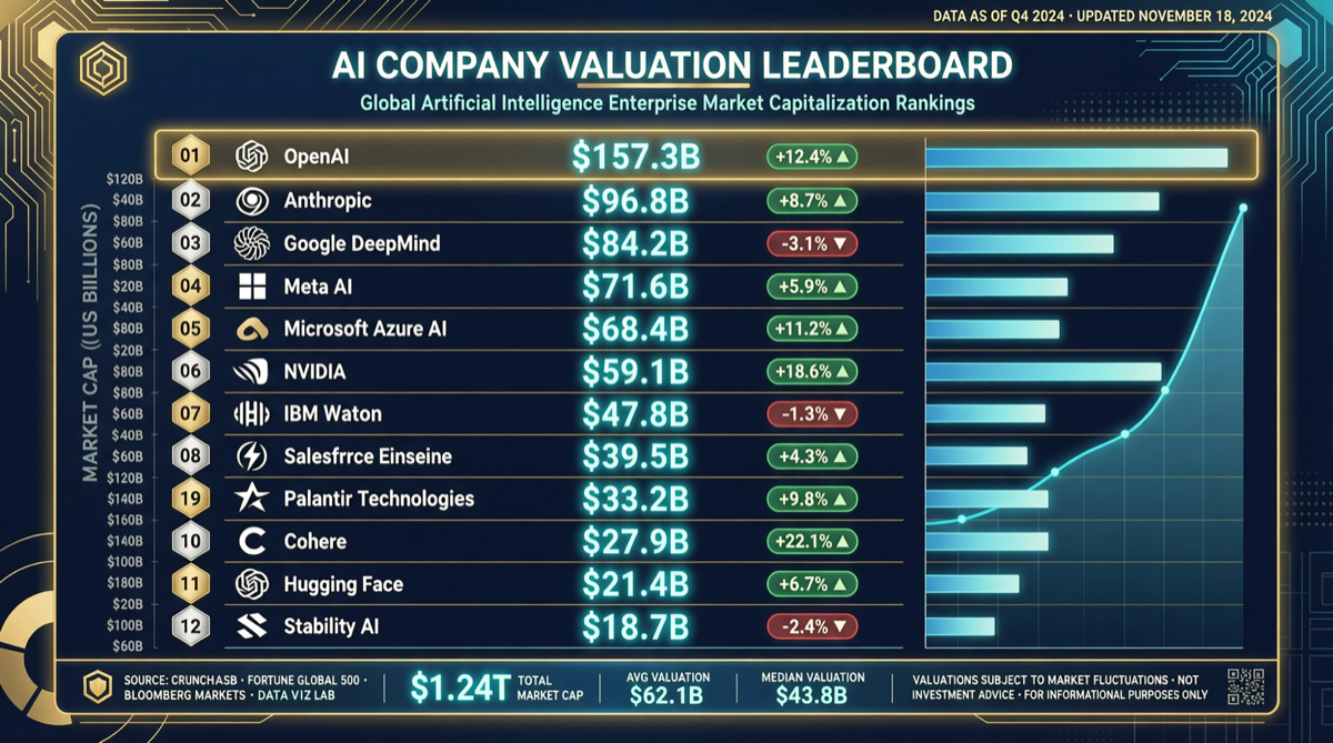 AI 公司估值排行榜 2026年5月：Anthropic 9000亿美元登顶，DeepSeek 450亿美元进前六