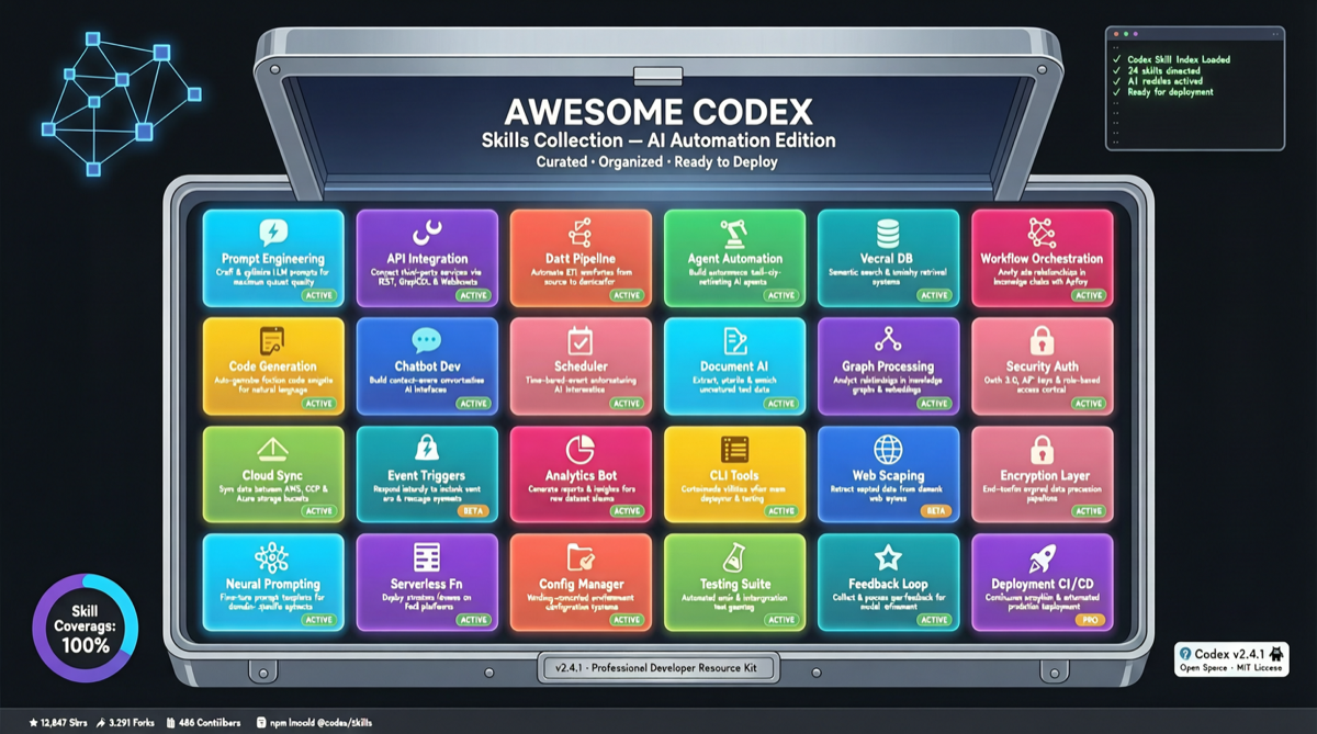 awesome-codex-skills：4,820 stars 的 Codex 技能库，自动化工作流的实用清单