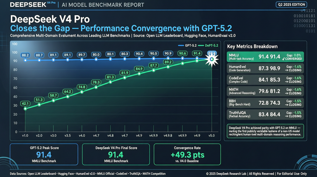 DeepSeek V4 Pro、FoodTruck BenchでGPT-5.2に並ぶ：米中のフロンティア格差は10週間に縮小
