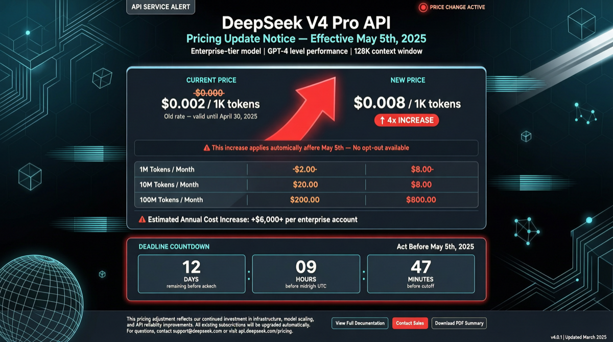 DeepSeek V4 Pro 促销 5 月 5 日到期，API 价格暴涨 4 倍