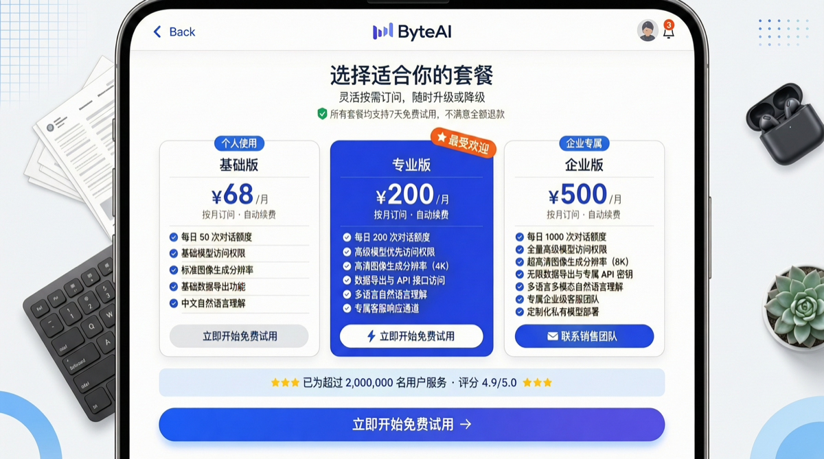 豆包推出三档付费订阅：68/200/500 元/月，字节跳动正式入局 AI 变现
