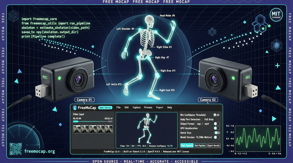 FreeMoCap：用几台普通摄像头实现专业级 3D 动作捕捉