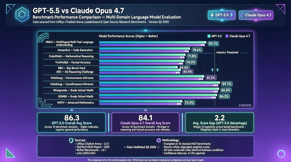 GPT-5.5 vs Claude Opus 4.7：五项基准数据看谁更适合你的工作流
