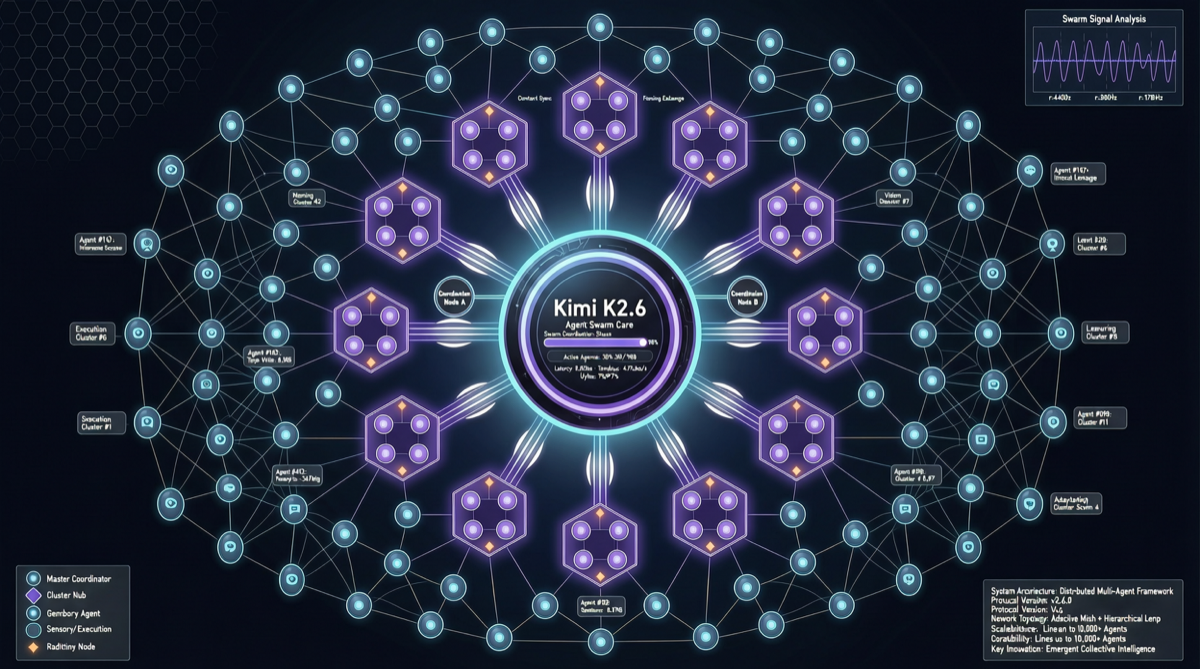 Kimi K2.6 Agent Swarm：300 个并行子代理、4000 步长，月之暗面重新定义 Agent 规模化