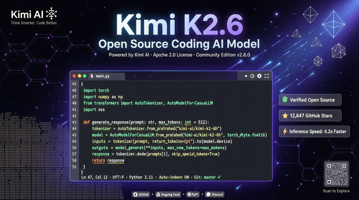 月之暗面开源 Kimi K2.6：13 小时不间断编码，SWE-Bench 超越 GPT-5.4