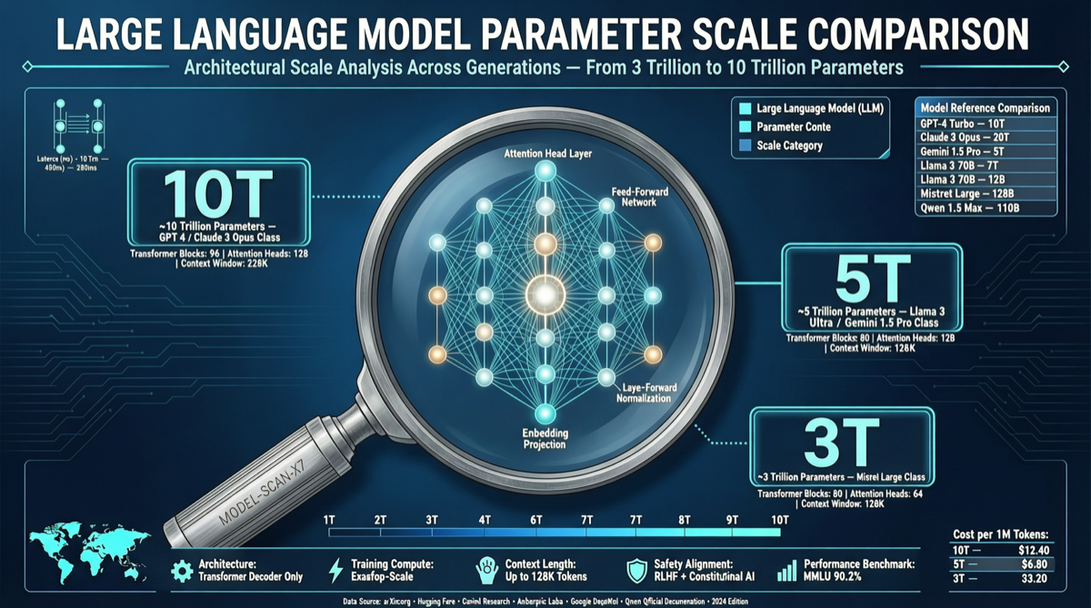 Frontier LLM Parameter Sizes "Guessed": GPT-5.5 ~10T, Claude Opus ~4-5T, Grok ~3T