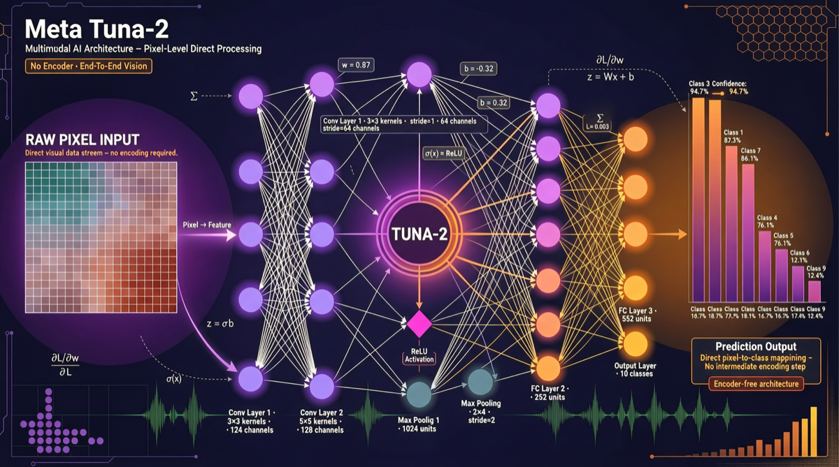 Meta Tuna-2 开源：抛弃视觉编码器，用像素嵌入统一多模态理解与生成