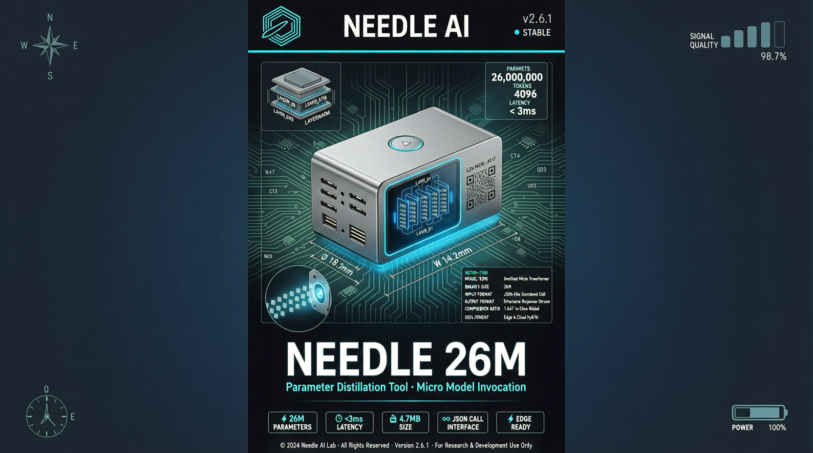 Needle：把 Gemini 3.1 蒸馏成 26M 参数工具调用模型