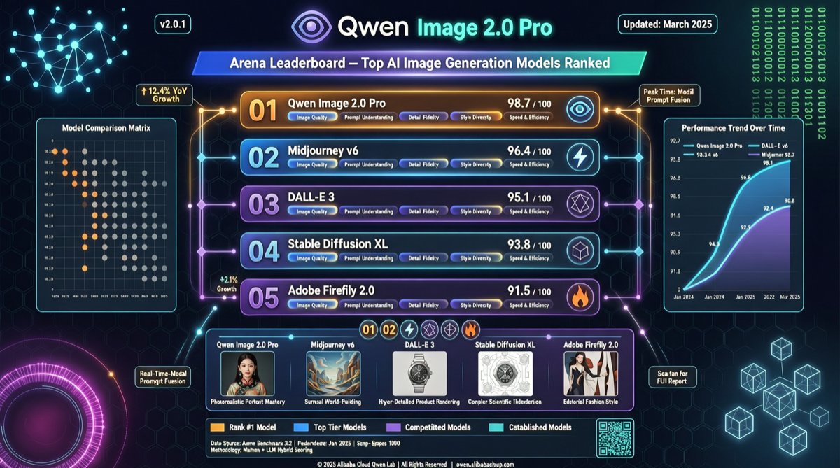 Qwen Image 2.0 Pro 杀入 Arena 文生图 Top 10，阿里多模态版图再下一城
